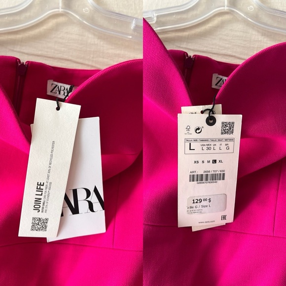 NWT ZARA Fuchsia Strapless Sweetheart Neckline Midi Dress L Blogger Favorite - Picture 5 of 14